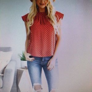 Brand new red polka dot blouse